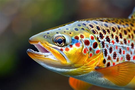  トラウト！淡水魚界の宝石であり、鮮やかな色彩で水中の風景を彩る